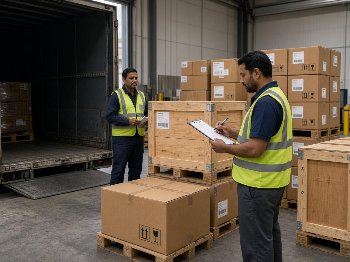 Engineering goods being received at a warehouse dock