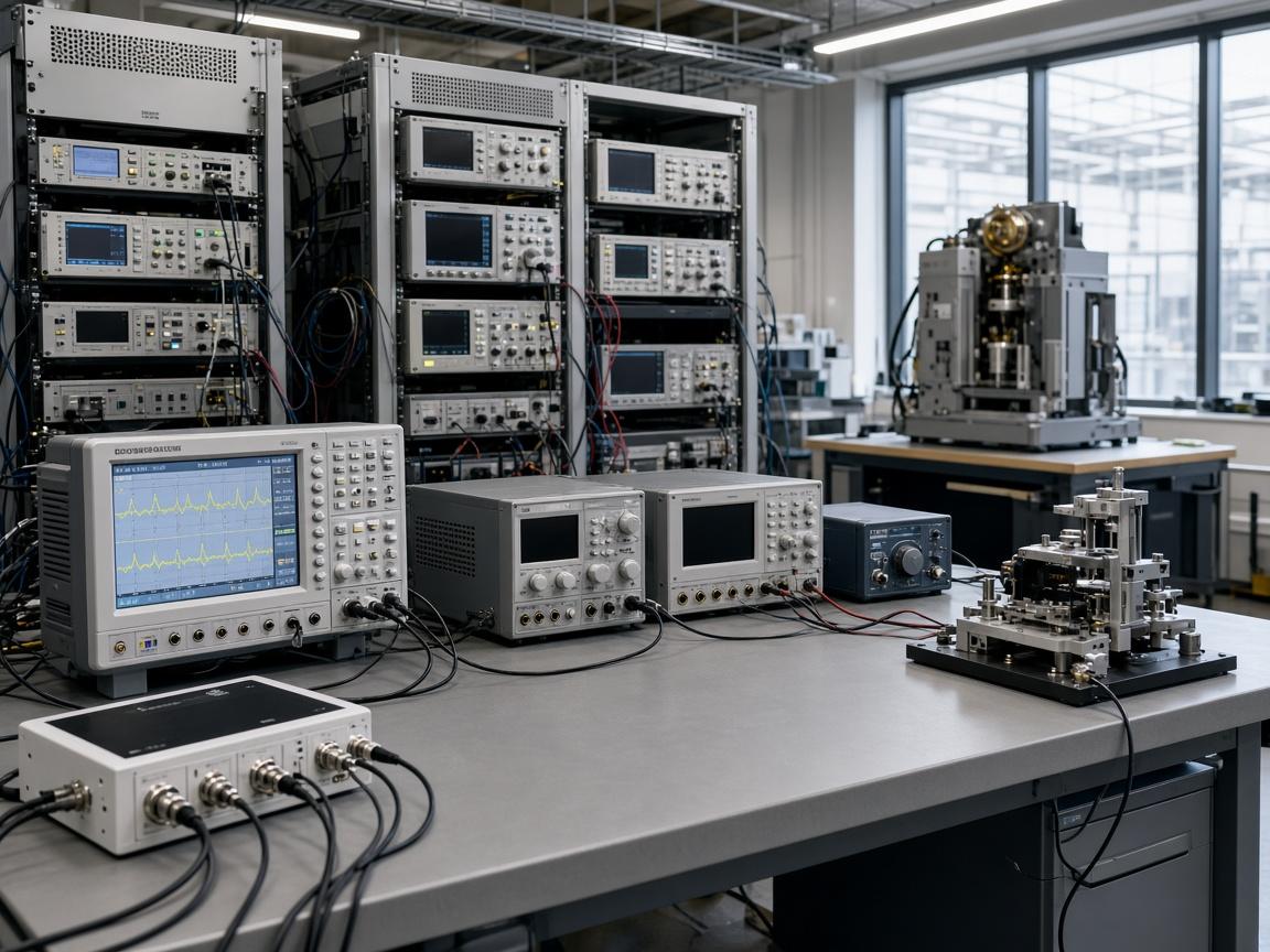 Test instruments and benches in an aerospace engineering lab